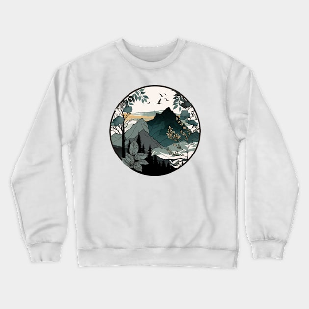 beautiful mountain view, vintage style Crewneck Sweatshirt by teehood